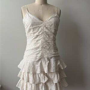 H&M Cream Ruffled Mini Dress